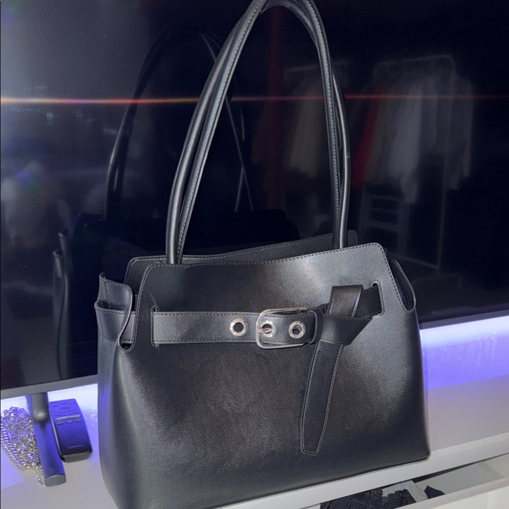 H&M Black Leather Tote Bag